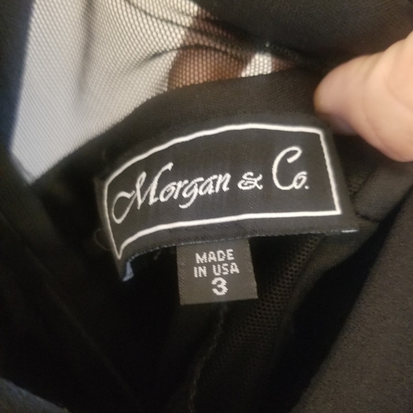 New Morgan & Co Scuba Spaghetti Strap Body-Con Mini Dress Women Sz 3 Black Crepe - Picture 5 of 6